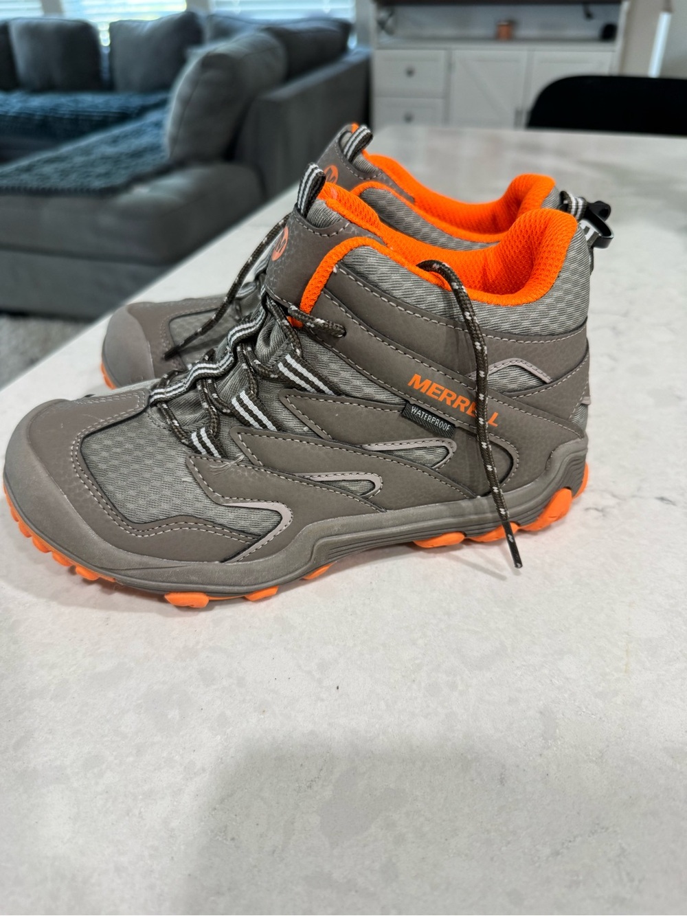 Merrell Kids Gray and Bright Orange Hiking Boots